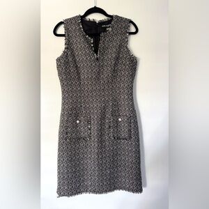 Karl Lagerfeld Black and White Tweed Midi Dress